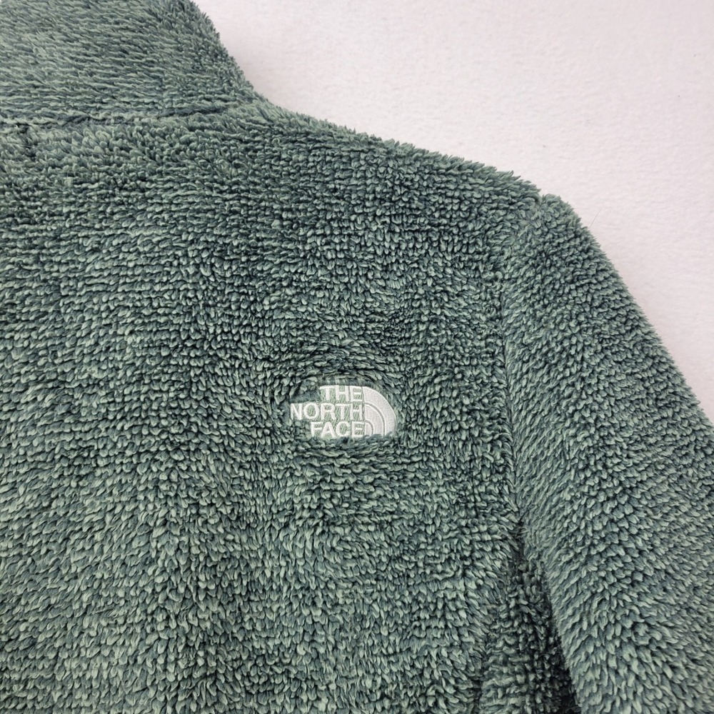 North Face Osito Jacket Women‎ Medium Green Fuzzy Fleece Teddy Full Zip Hike - Picture 13 of 15